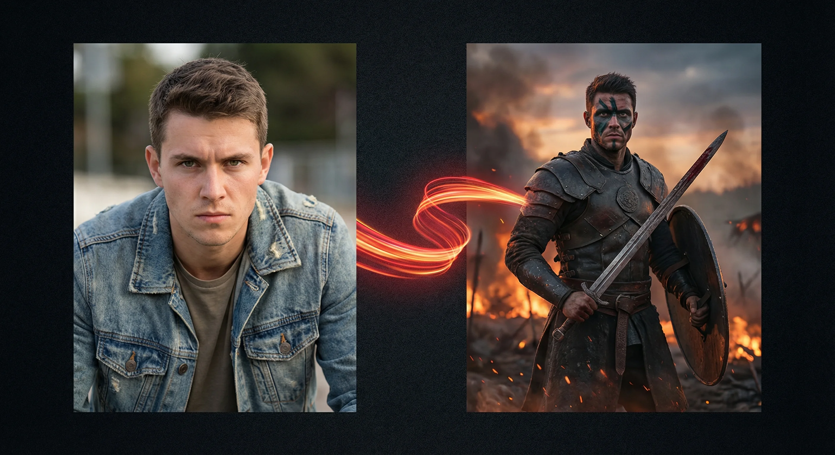 Guerrier épique IA - photobooth héroïque